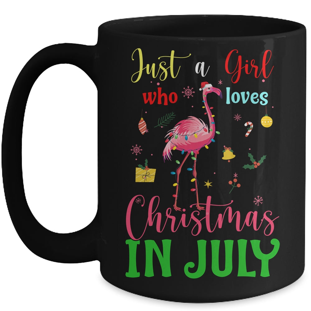 Just A Girl Who Loves Christmas In July Flamingo Mug | siriusteestore