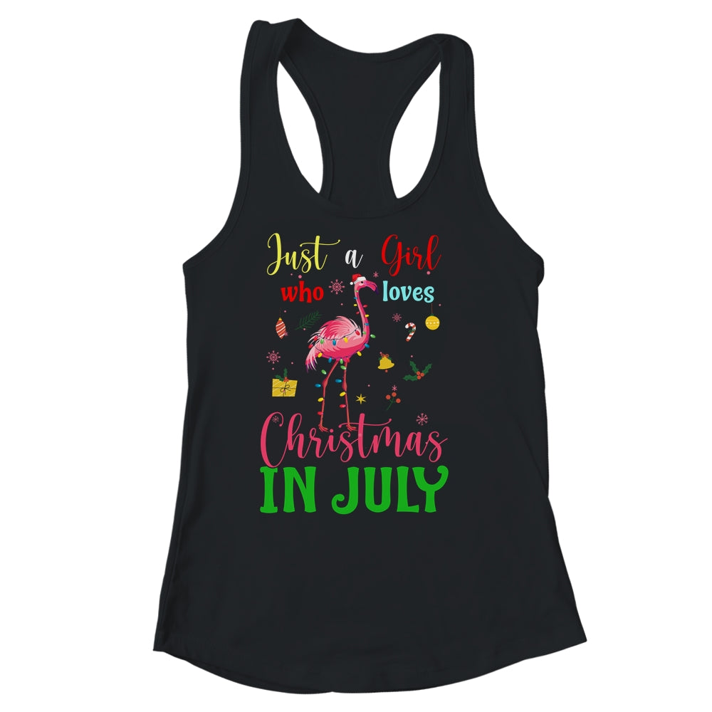 Just A Girl Who Loves Christmas In July Flamingo Shirt & Tank Top | siriusteestore