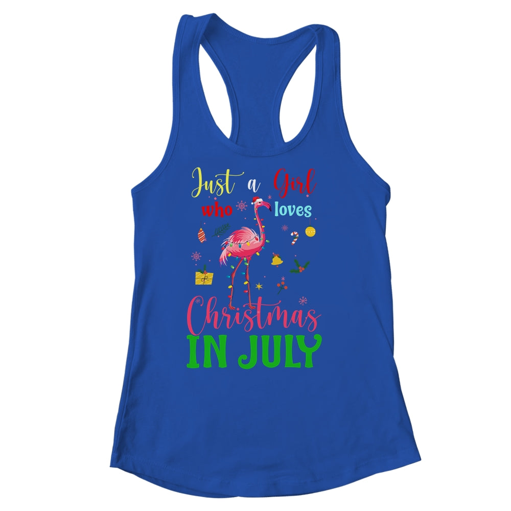 Just A Girl Who Loves Christmas In July Flamingo Shirt & Tank Top | siriusteestore