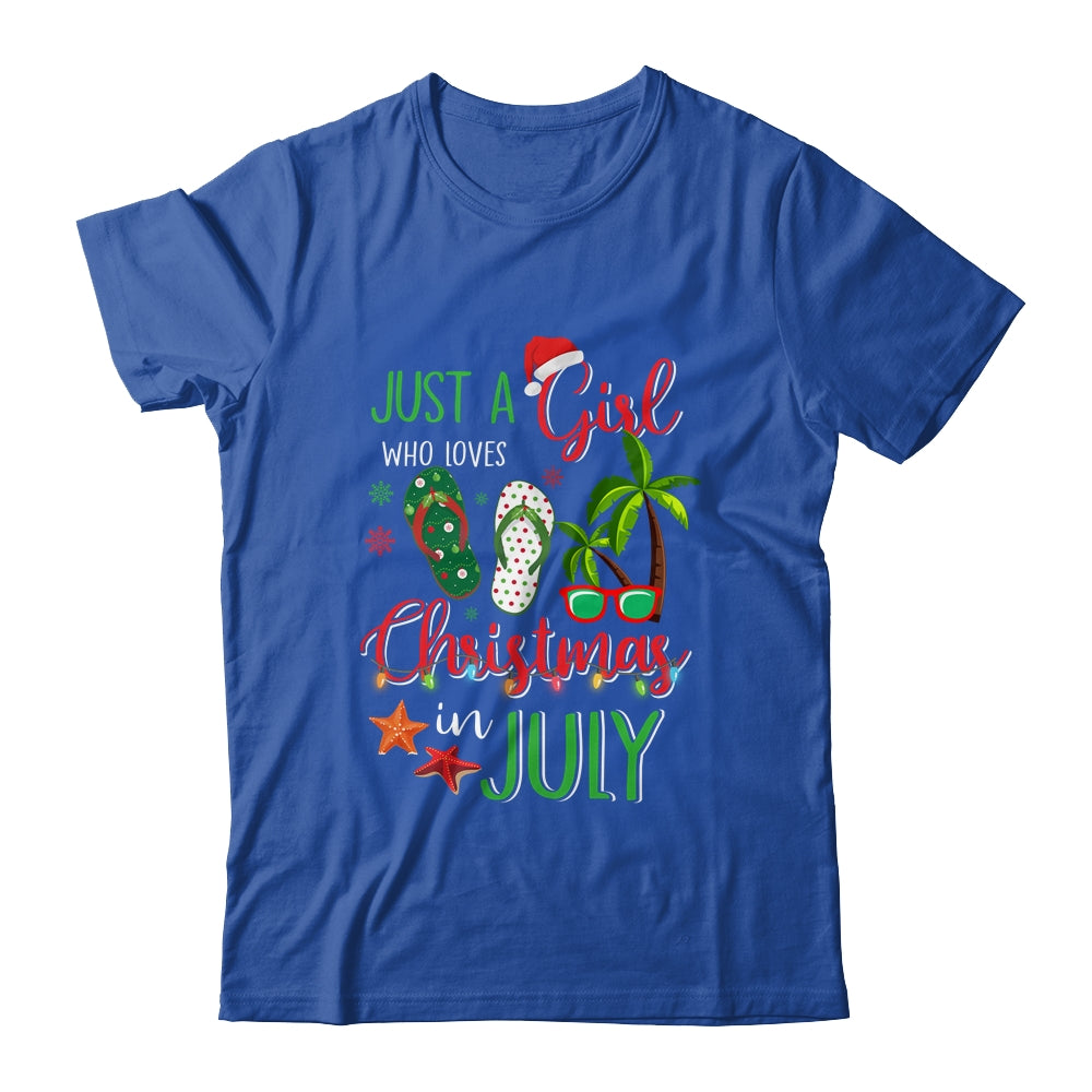 Just A Girl Who Loves Christmas In July Funny Summer Shirt & Tank Top | siriusteestore