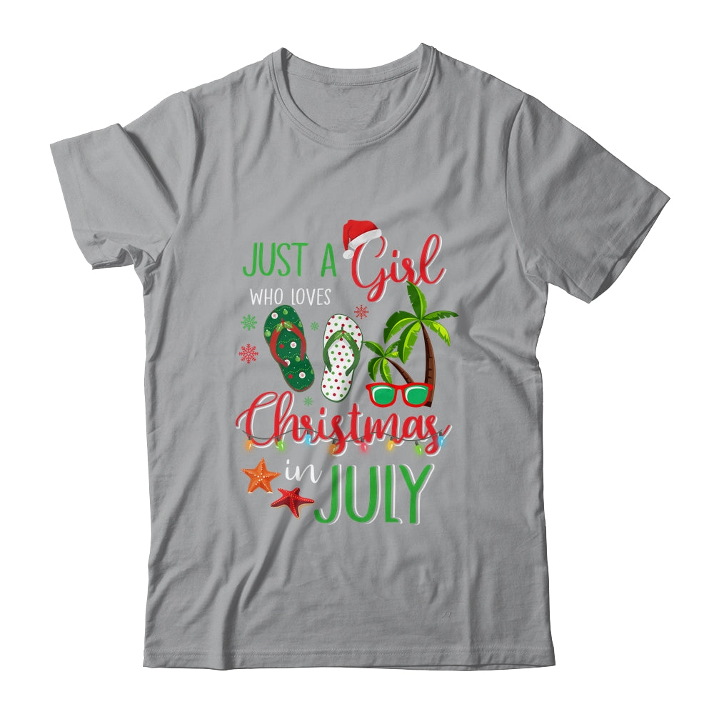 Just A Girl Who Loves Christmas In July Funny Summer Shirt & Tank Top | siriusteestore