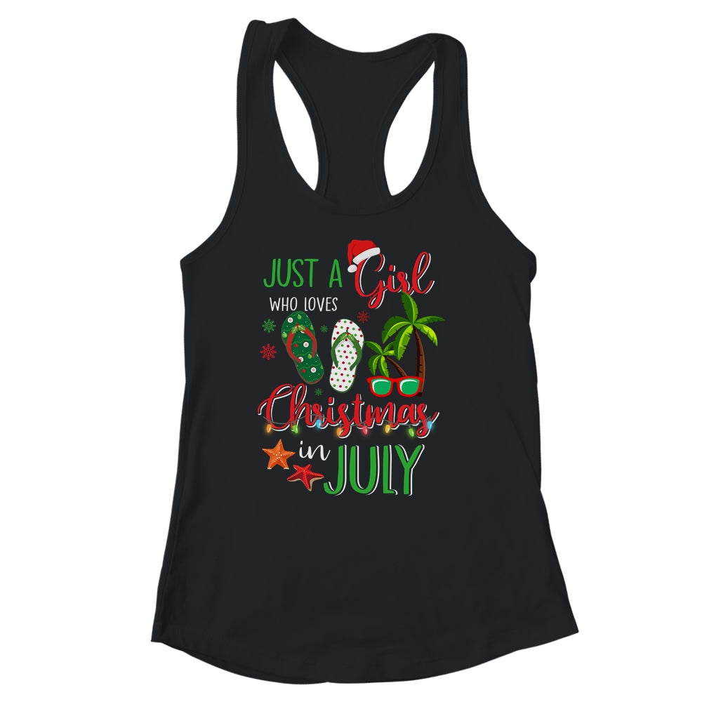 Just A Girl Who Loves Christmas In July Funny Summer Shirt & Tank Top | siriusteestore