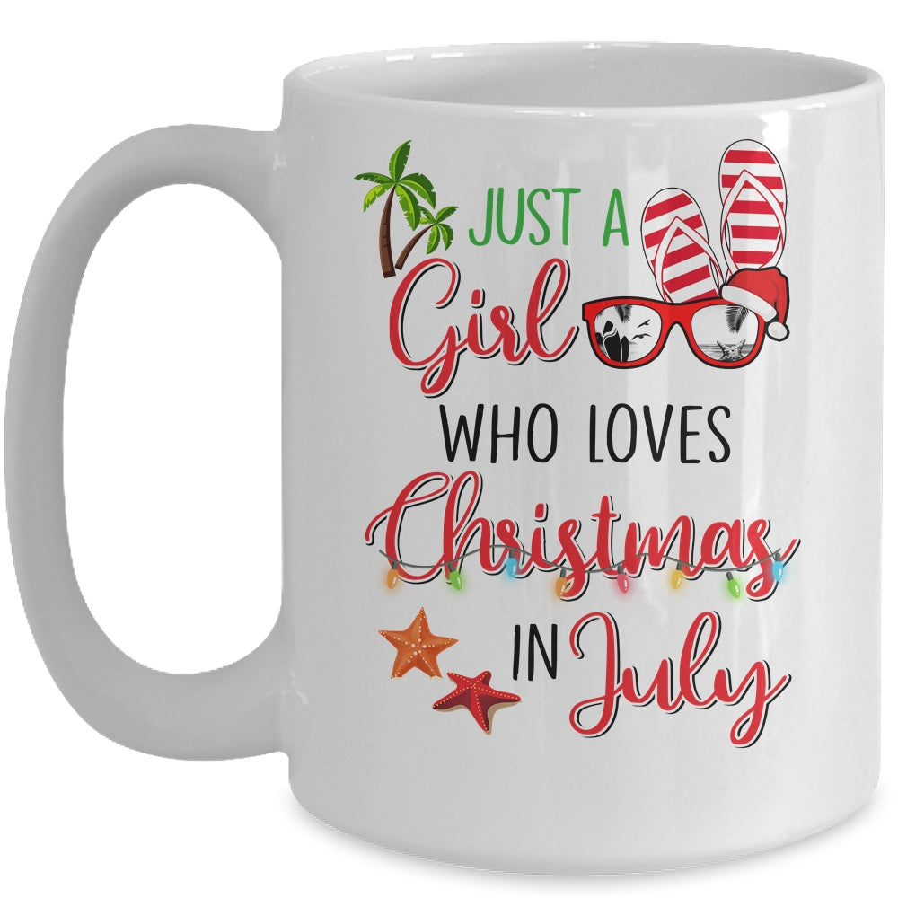 Just A Girl Who Loves Christmas In July Summer Vacation Mug | siriusteestore
