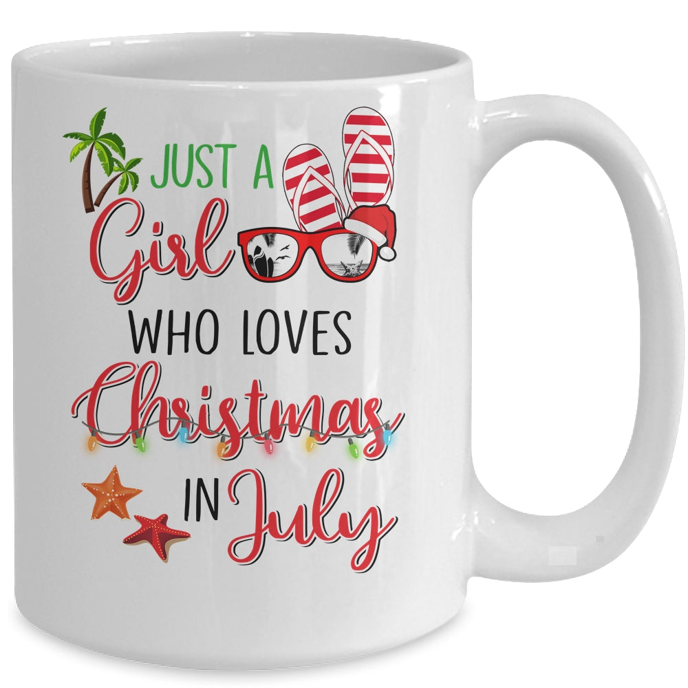 Just A Girl Who Loves Christmas In July Summer Vacation Mug | siriusteestore