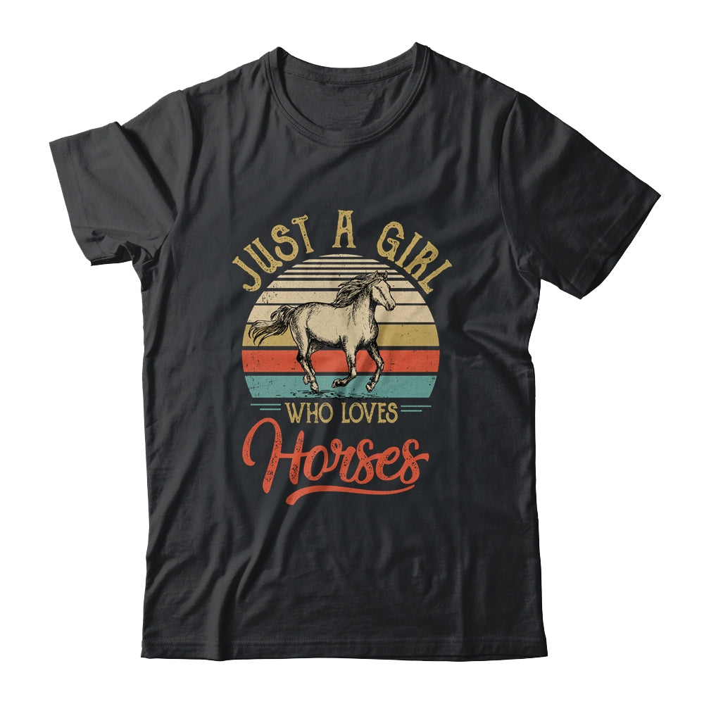 Just A Girl Who Loves Horses Cute Vintage Horse Girl Shirt & Tank Top | siriusteestore