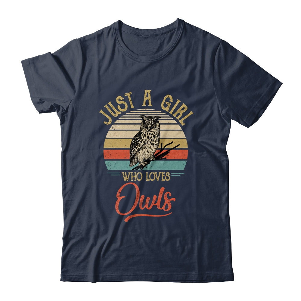 Just A Girl Who Loves Owls Cute Vintage Owls Girl Shirt & Tank Top | siriusteestore