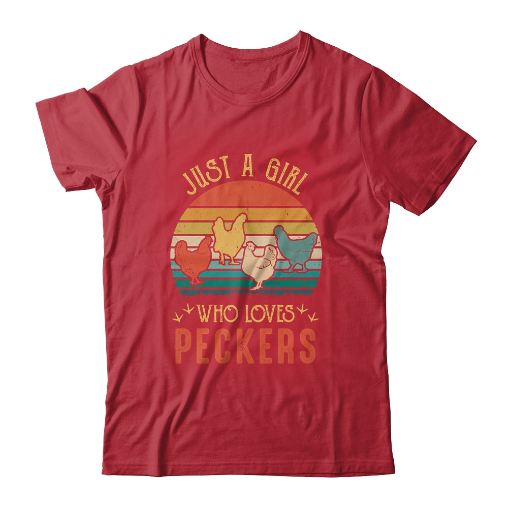 Just A Girl Who Loves Peckers Funny Chicken Farmer Vintage Shirt & Tank Top | siriusteestore