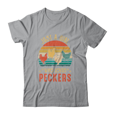 Just A Girl Who Loves Peckers Funny Chicken Farmer Vintage Shirt & Tank Top | siriusteestore