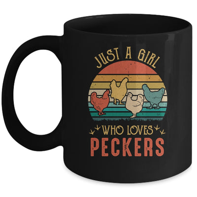 Just A Girl Who Loves Peckers Funny Chicken Farmer Vintage Mug | siriusteestore