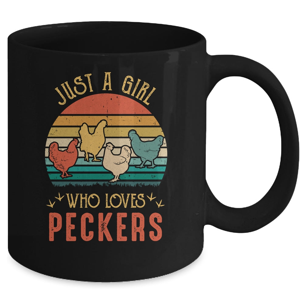 Just A Girl Who Loves Peckers Funny Chicken Farmer Vintage Mug | siriusteestore