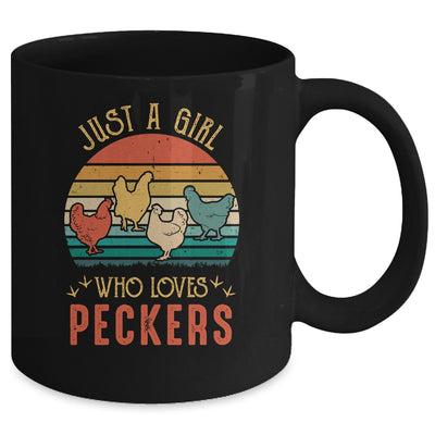Just A Girl Who Loves Peckers Funny Chicken Farmer Vintage Mug | siriusteestore