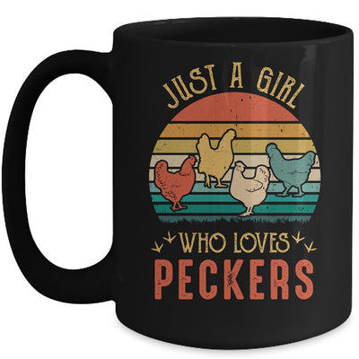 Just A Girl Who Loves Peckers Funny Chicken Farmer Vintage Mug | siriusteestore