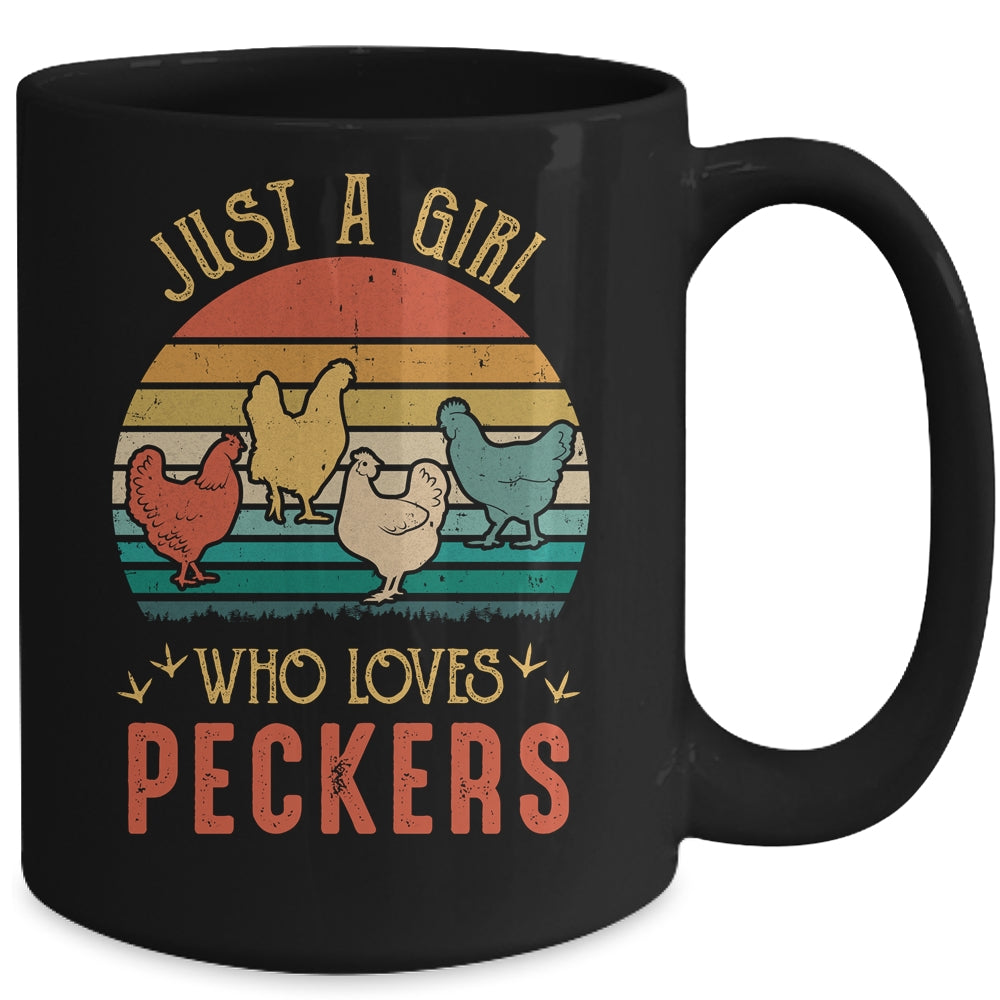 Just A Girl Who Loves Peckers Funny Chicken Farmer Vintage Mug | siriusteestore