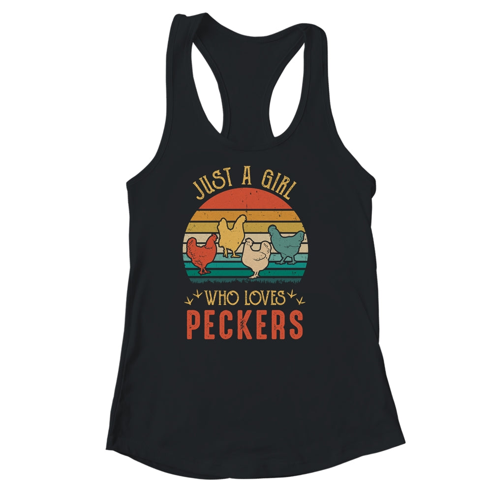 Just A Girl Who Loves Peckers Funny Chicken Farmer Vintage Shirt & Tank Top | siriusteestore