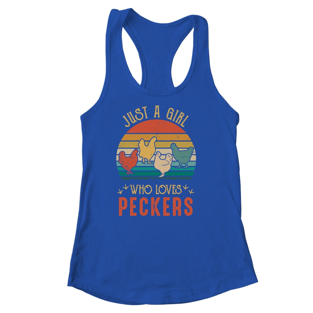 Just A Girl Who Loves Peckers Funny Chicken Farmer Vintage Shirt & Tank Top | siriusteestore