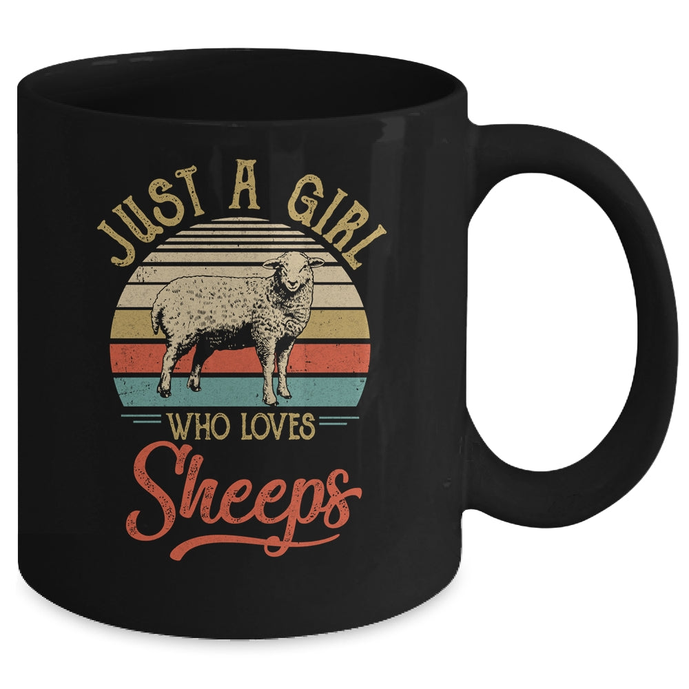 Just A Girl Who Loves Sheeps Cute Vintage Sheeps Girl Mug | siriusteestore