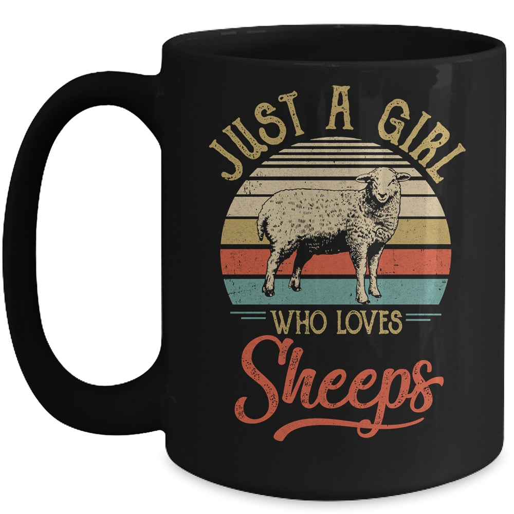 Just A Girl Who Loves Sheeps Cute Vintage Sheeps Girl Mug | siriusteestore