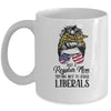 Just A Regular Mom Trying Not To Raise Liberals Hair Leopard Mug | siriusteestore
