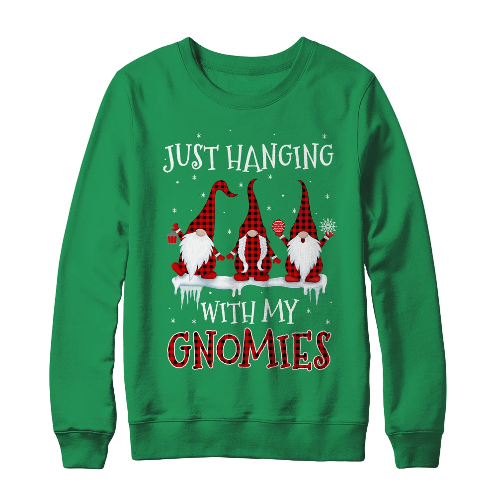 Just Hanging With My Gnomies Buffalo Plaid Funny Christmas Shirt & Sweatshirt | siriusteestore