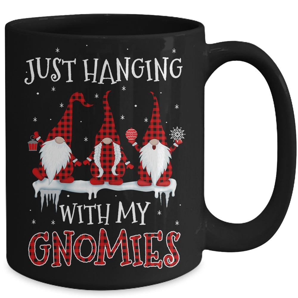 Just Hanging With My Gnomies Buffalo Plaid Funny Christmas Mug | siriusteestore