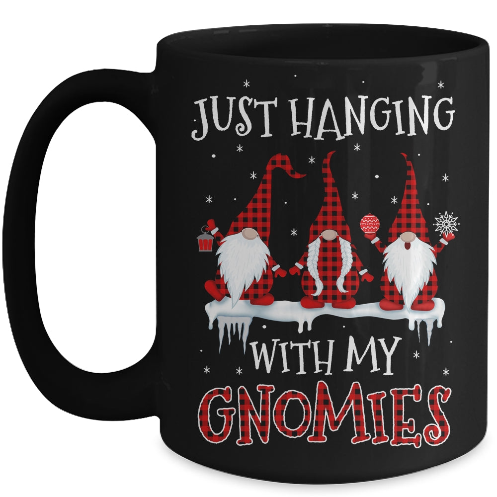 Just Hanging With My Gnomies Buffalo Plaid Funny Christmas Mug | siriusteestore