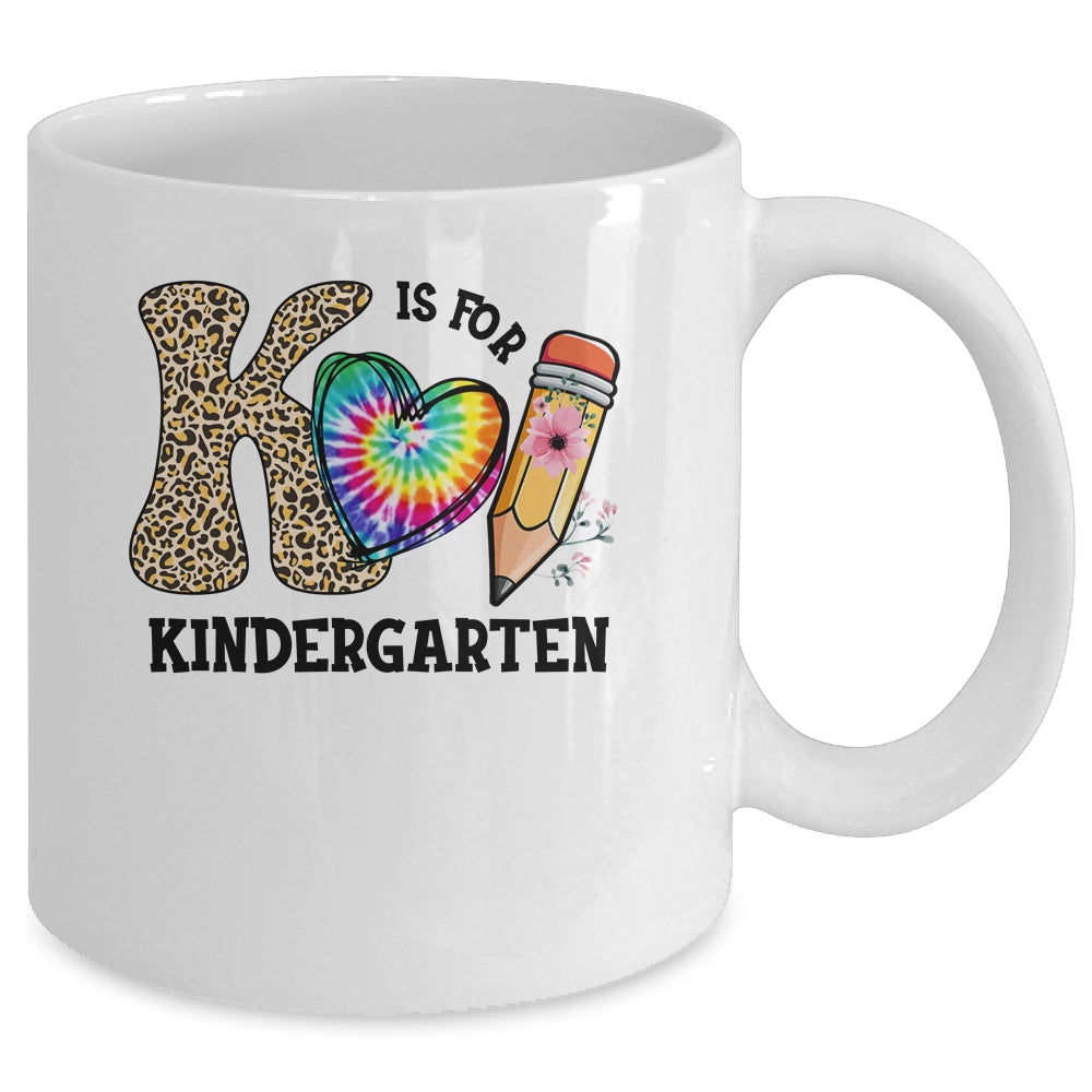 K Is For Kindergarten Teacher Leopard First Day Of School Mug | siriusteestore