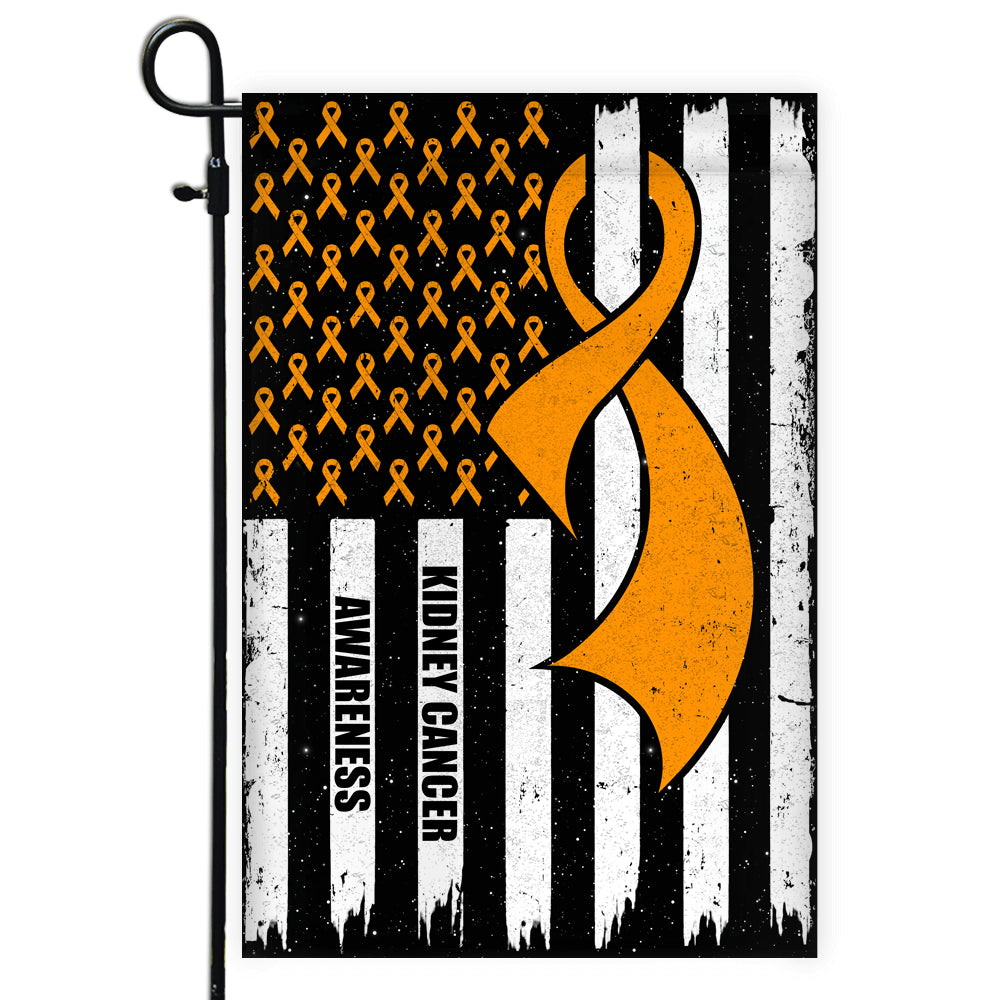 Kidney Cancer Awareness America Flag Orange Ribbon | siriusteestore