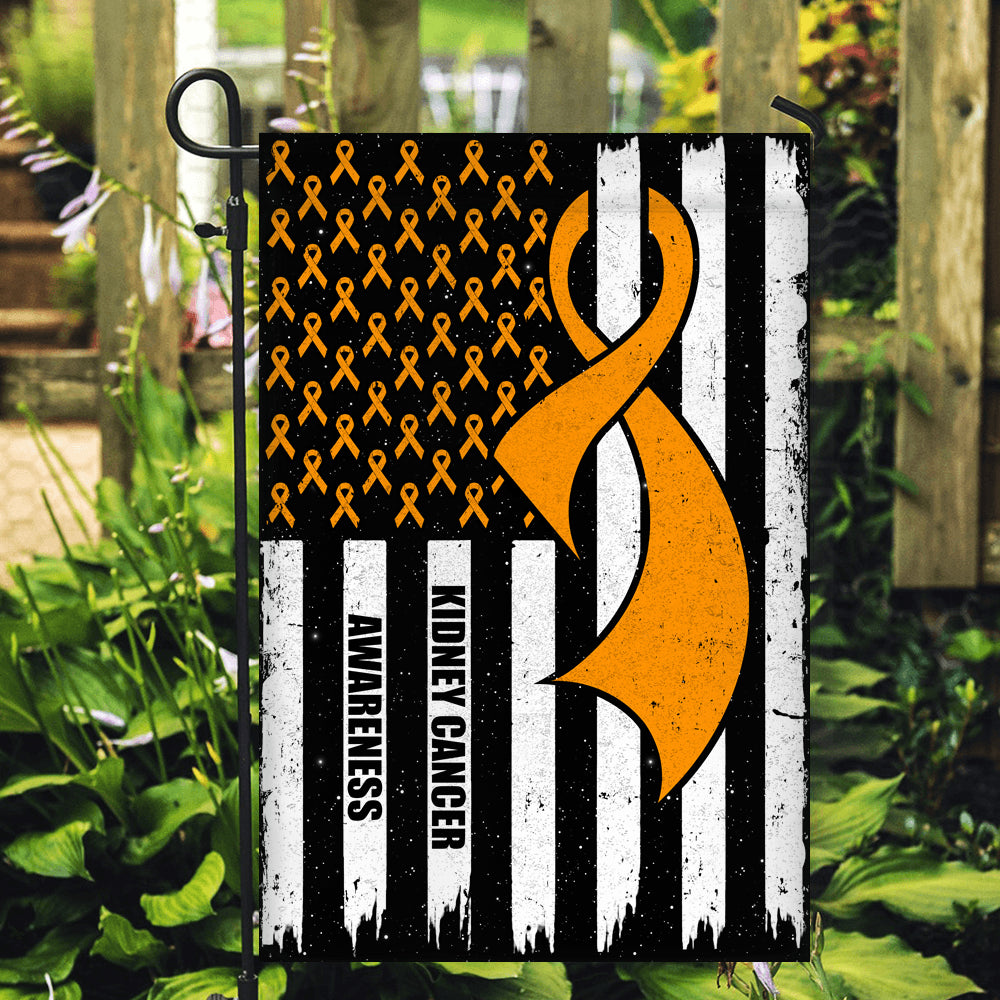 Kidney Cancer Awareness America Flag Orange Ribbon | siriusteestore