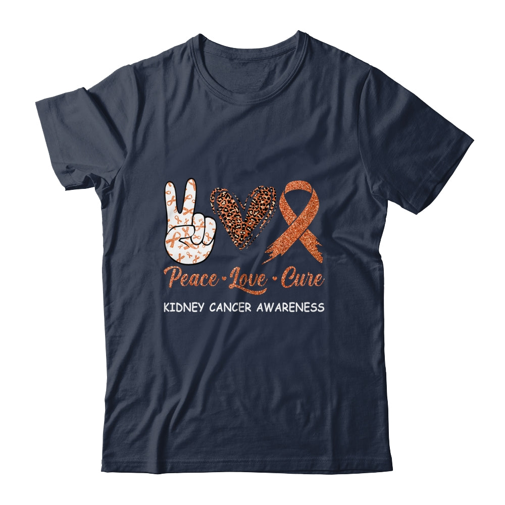 Kidney Cancer Awareness Peace Love Cure Leopard Shirt & Hoodie | siriusteestore