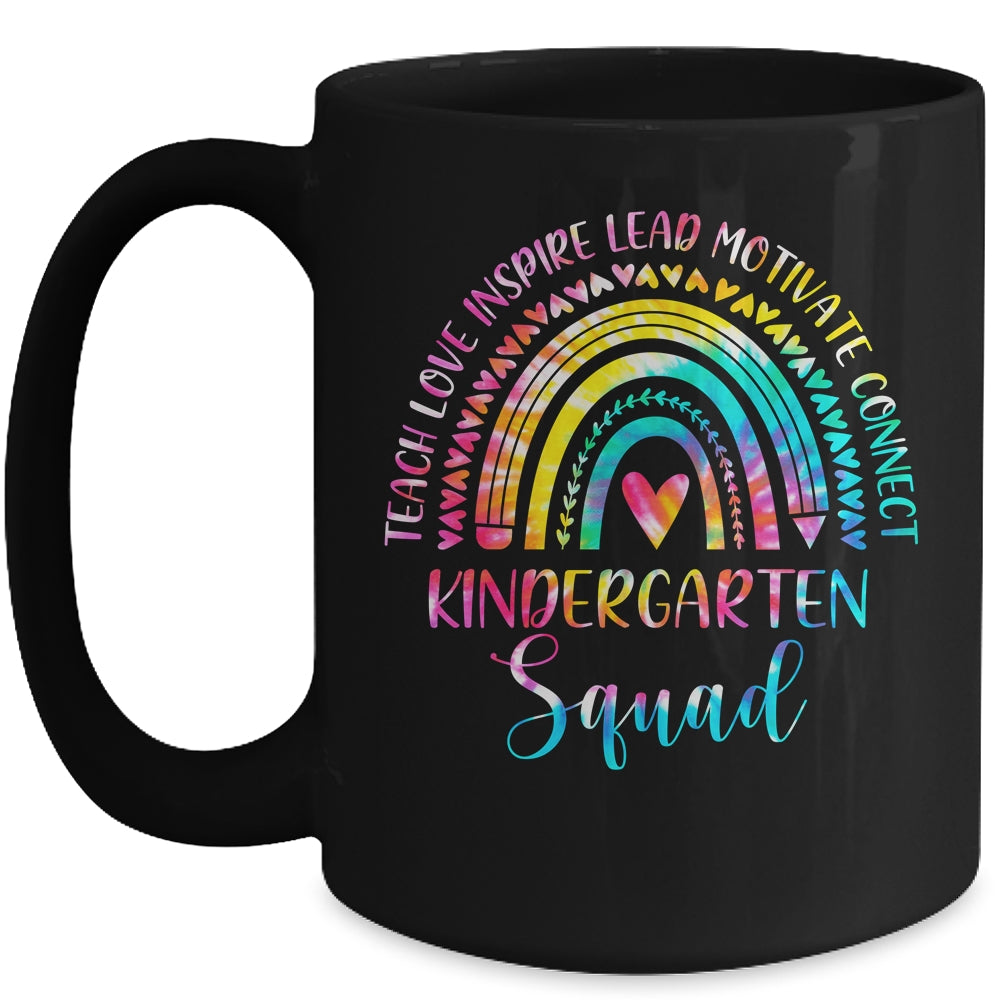 Kindergarten Teacher Squad Tie Dye Rainbow Back To School Mug | siriusteestore