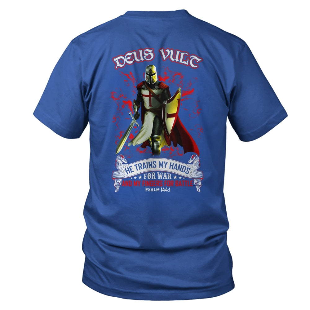 Knight Templar Deus Vult He Trains My Hands For War Shirt & Hoodie | siriusteestore