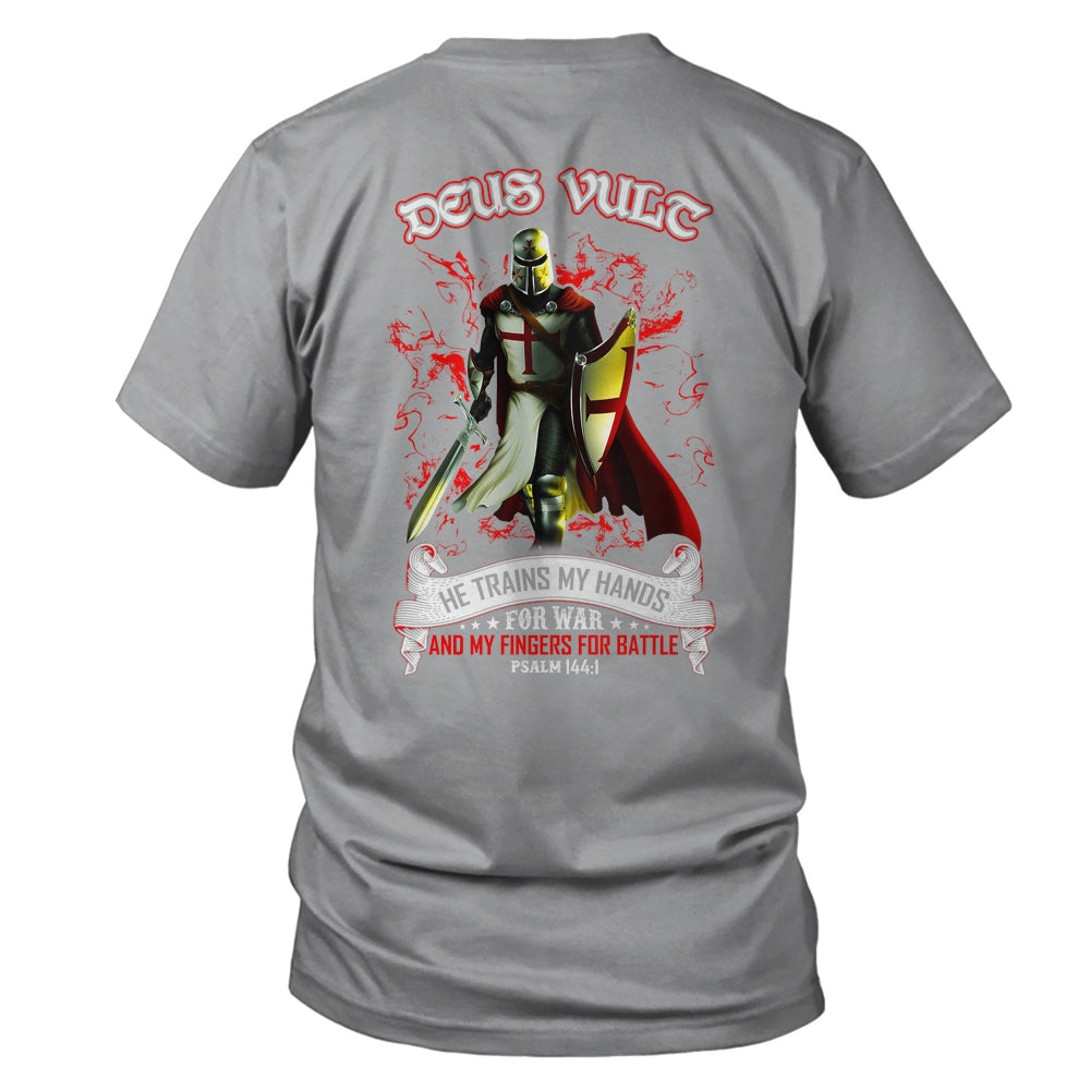 Knight Templar Deus Vult He Trains My Hands For War Shirt & Hoodie | siriusteestore