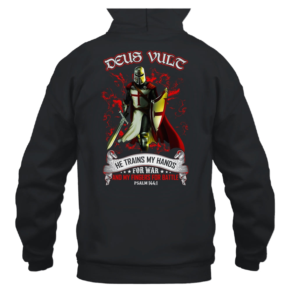 Knight Templar Deus Vult He Trains My Hands For War Shirt & Hoodie | siriusteestore