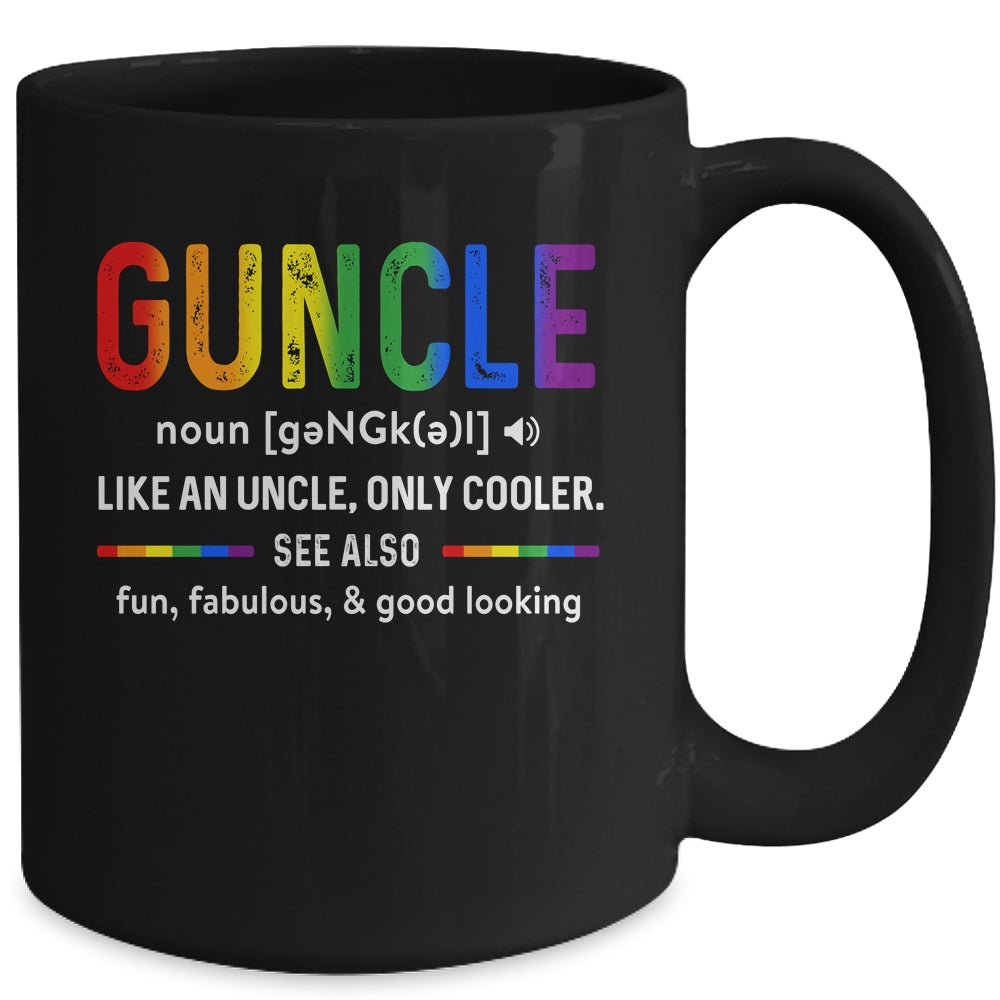 LGBT Gay Pride Guncle Definition Rainbow Uncle Lover Support Mug | siriusteestore