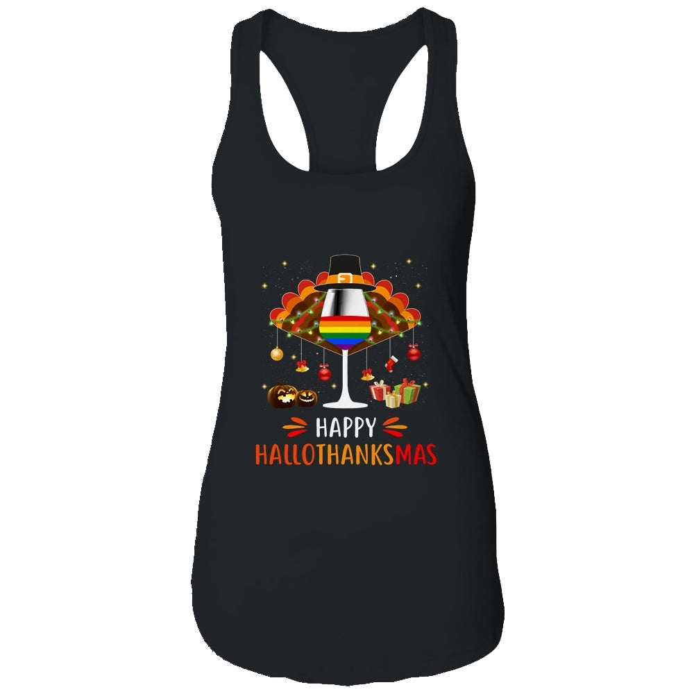 LGBT Happy HalloThanksmas Halloween Thanksgiving Wine Turkey Shirt & Tank Top | siriusteestore