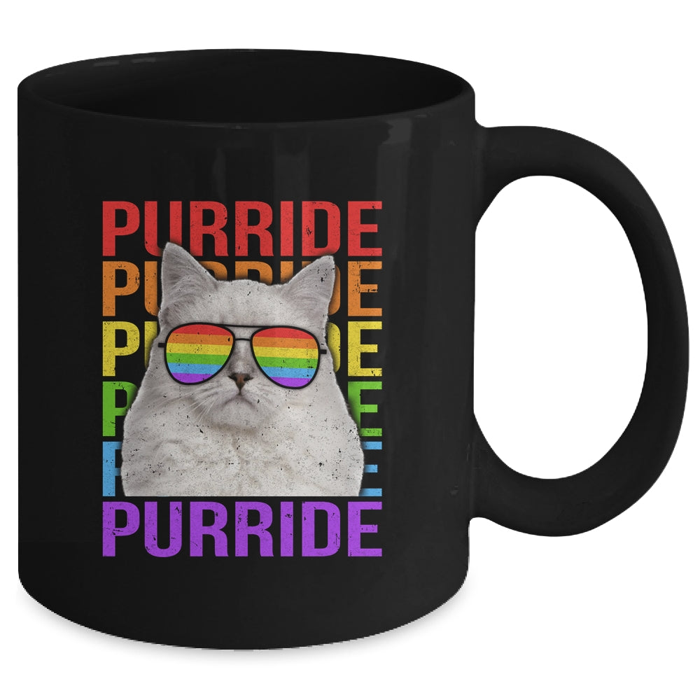 LGBT Purride Gay Pride Rainbow Cat Lover Funny Mug | siriusteestore