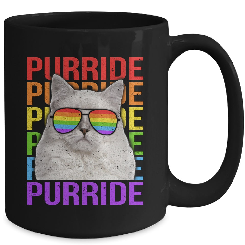 LGBT Purride Gay Pride Rainbow Cat Lover Funny Mug | siriusteestore