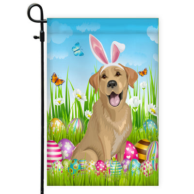 Labrador Happy Easter Day Holiday Flag Funny Dog Dog Wear Bunny Ears Headband Cute for Home Decor | siriusteestore