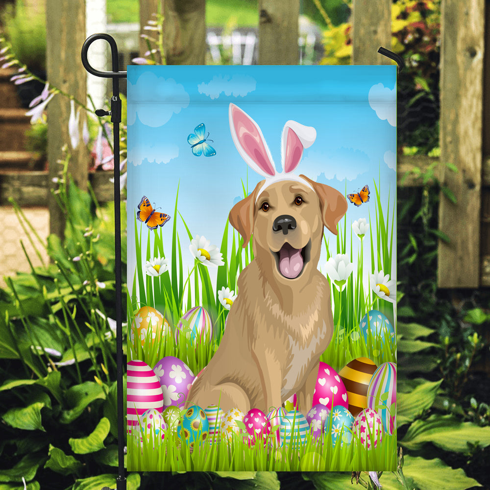 Labrador Happy Easter Day Holiday Flag Funny Dog Dog Wear Bunny Ears Headband Cute for Home Decor | siriusteestore