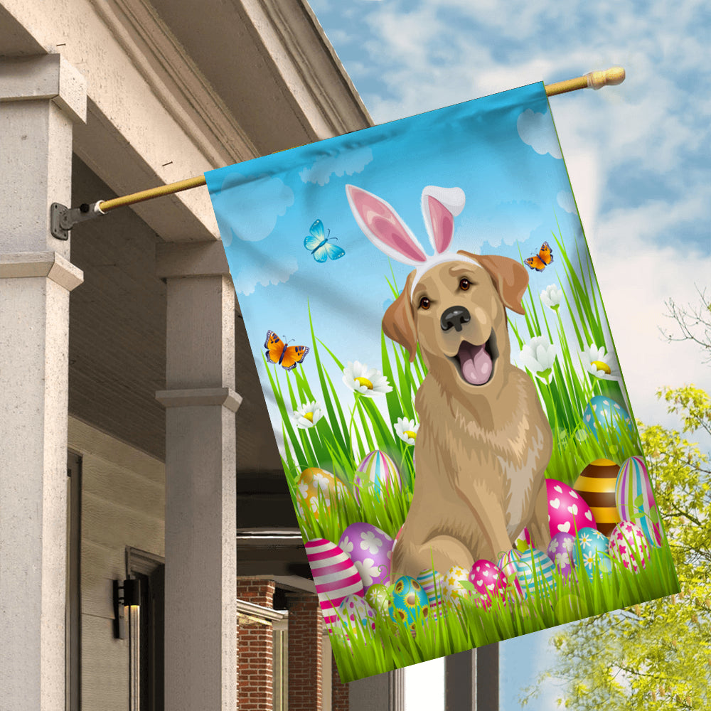 Labrador Happy Easter Day Holiday Flag Funny Dog Dog Wear Bunny Ears Headband Cute for Home Decor | siriusteestore