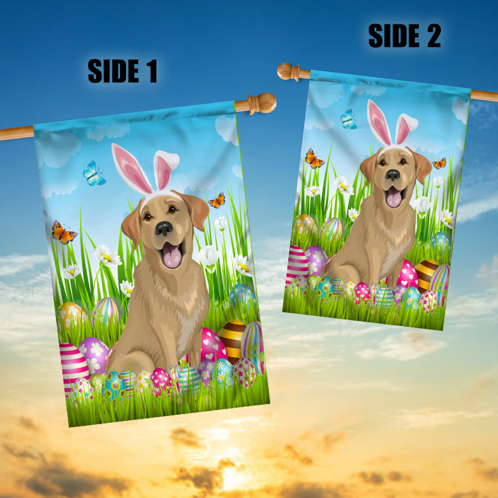 Labrador Happy Easter Day Holiday Flag Funny Dog Dog Wear Bunny Ears Headband Cute for Home Decor | siriusteestore