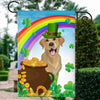 Labrador St Patrick's Day Dog Flag Funny Peeking Dog Wear Green Hat Golden Pot Coin Shamrock Rainbow Spring Banner for Home Decor | siriusteestore