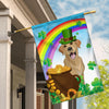 Labrador St Patrick's Day Dog Flag Funny Peeking Dog Wear Green Hat Golden Pot Coin Shamrock Rainbow Spring Banner for Home Decor | siriusteestore