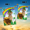 Labrador St Patrick's Day Dog Flag Funny Peeking Dog Wear Green Hat Golden Pot Coin Shamrock Rainbow Spring Banner for Home Decor | siriusteestore