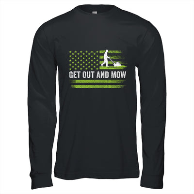 Lawn Care Grass Mower Get Out And Mow Gardener American Flag Shirt & Hoodie | siriusteestore