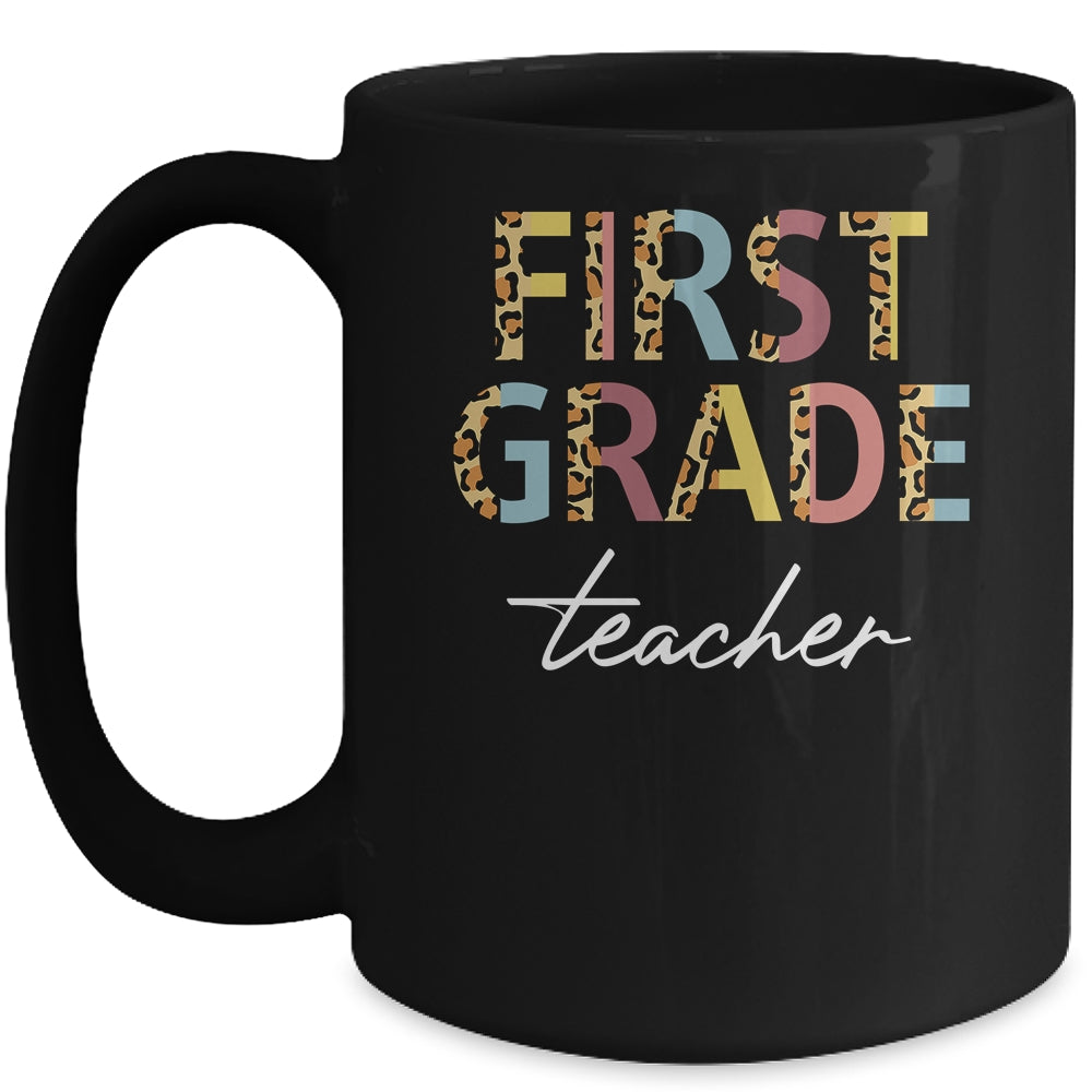 Leopard 1st Grade Teacher First Grade Back to School Mug | siriusteestore
