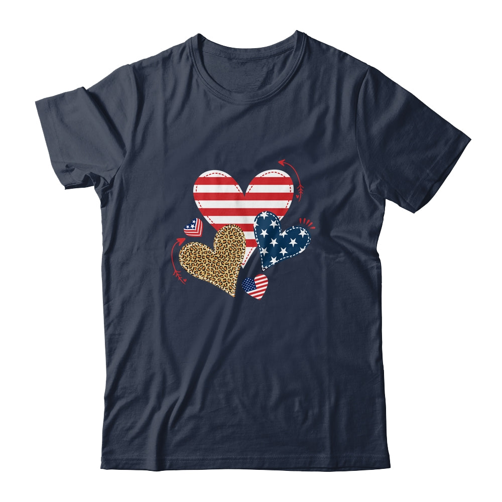 Leopard American Flag Hearts Cute 4Th Of July For Women Shirt & Tank Top | siriusteestore