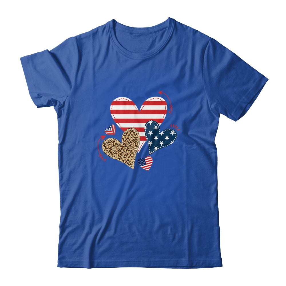 Leopard American Flag Hearts Cute 4Th Of July For Women Shirt & Tank Top | siriusteestore