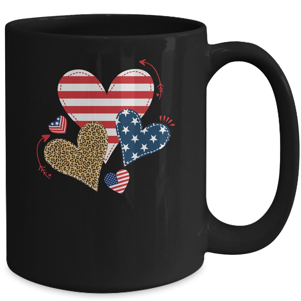 Leopard American Flag Hearts Cute 4Th Of July For Women Mug | siriusteestore