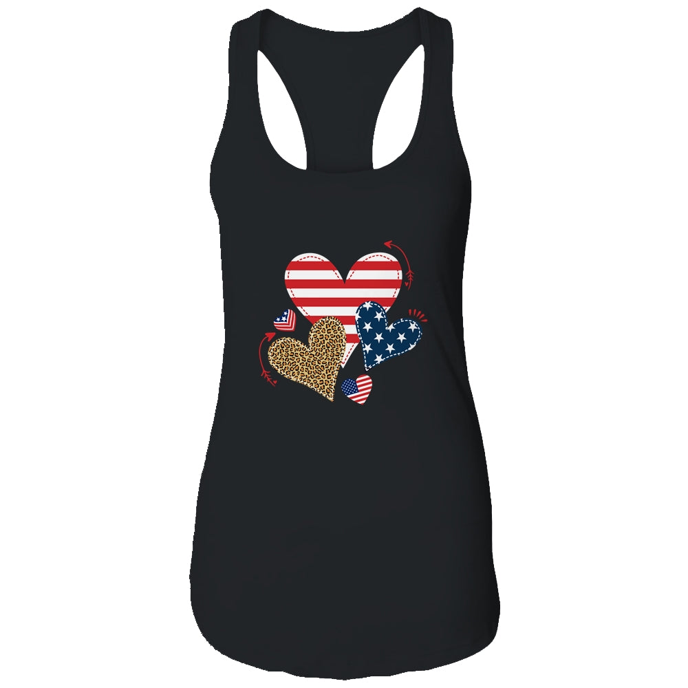 Leopard American Flag Hearts Cute 4Th Of July For Women Shirt & Tank Top | siriusteestore